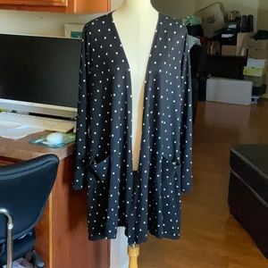 LuLaRoe Black with White Polka Dots Cardigan Size L, Preowned